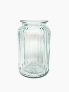 Ribbed Clear Glass Vase 18 x 11 cm