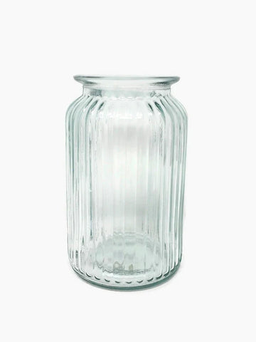 Ribbed Clear Glass Vase 18 x 11 cm